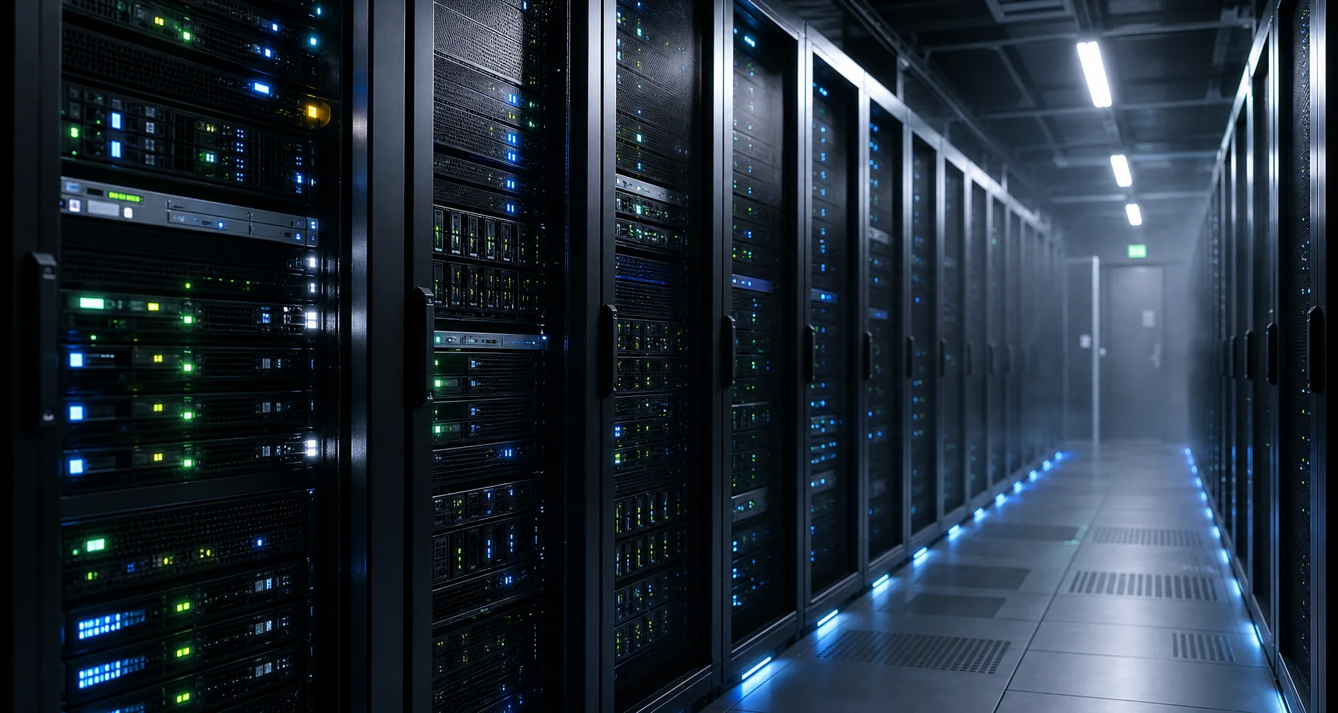 AI server racks in a high-density compute facility