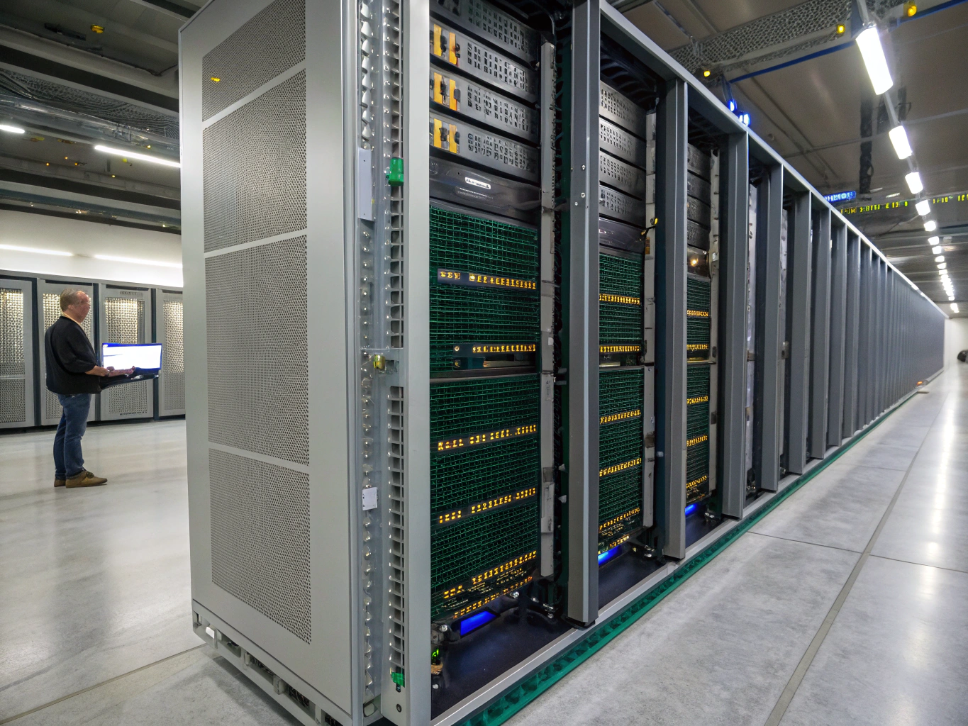 High-density AI server rack with active cooling distribution