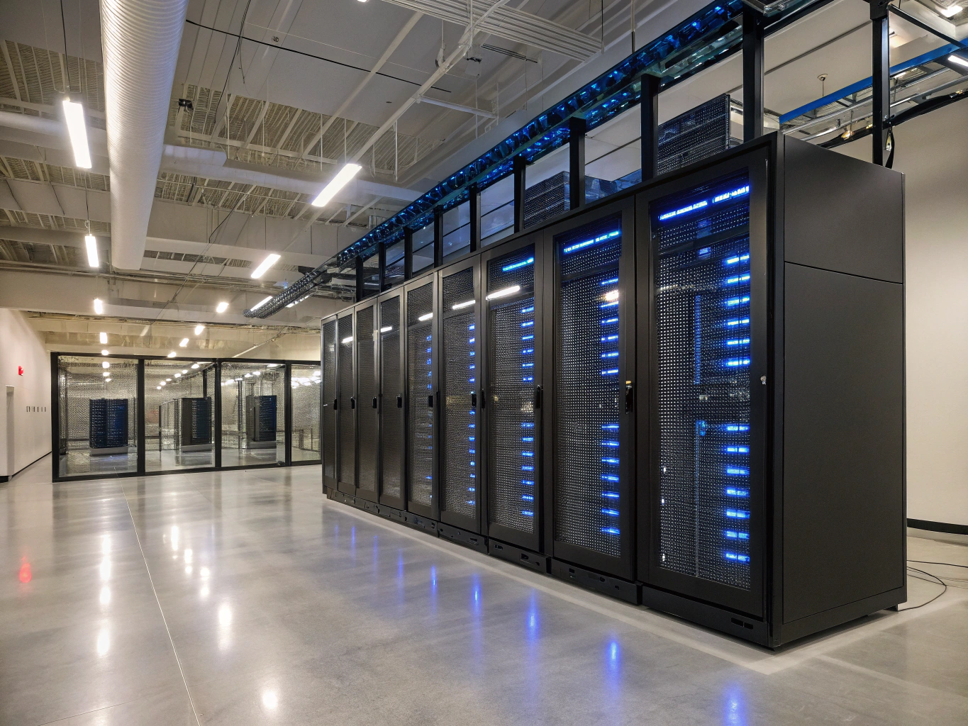 High-density liquid-cooled server racks for AI clusters