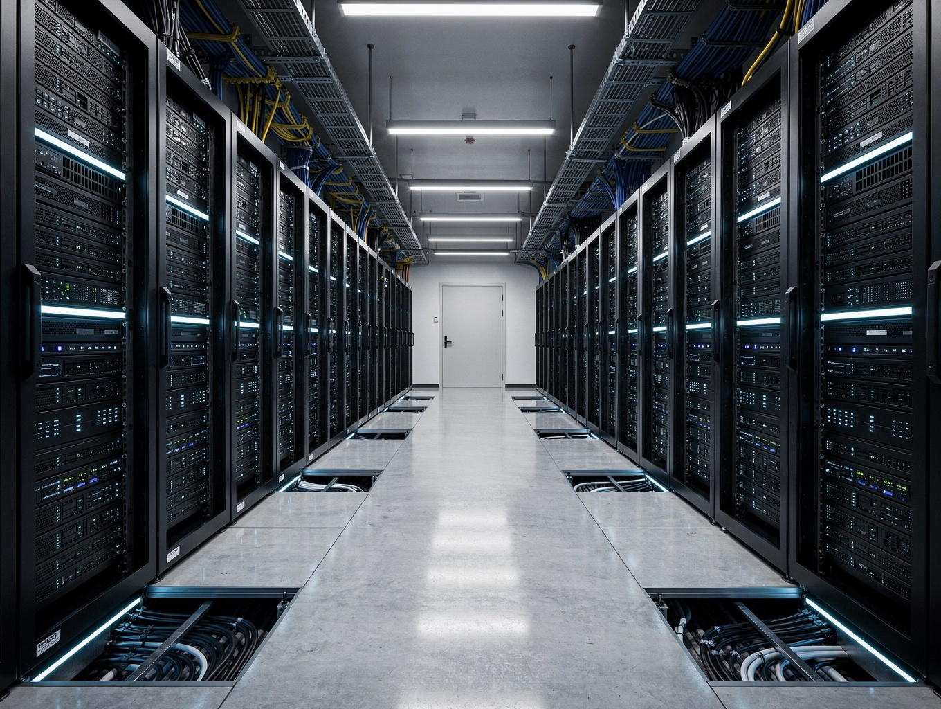 Corporate enterprise server room with structured cabling